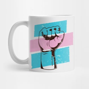 Fight for Trans Rights // Protest Fist Transgender Pride Flag Mug